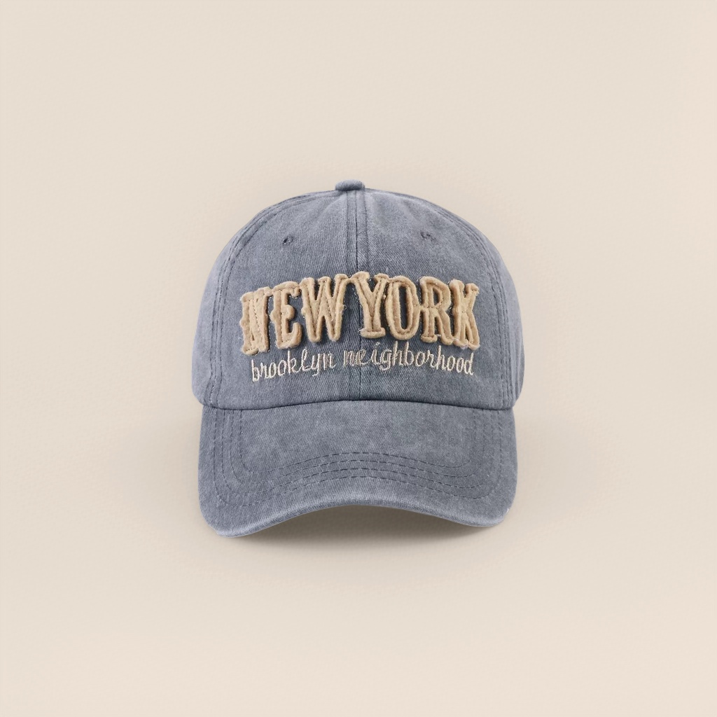 Кепка бейсбольная серая с вышивкой NEW YORK оптом из Китая — фотография 5