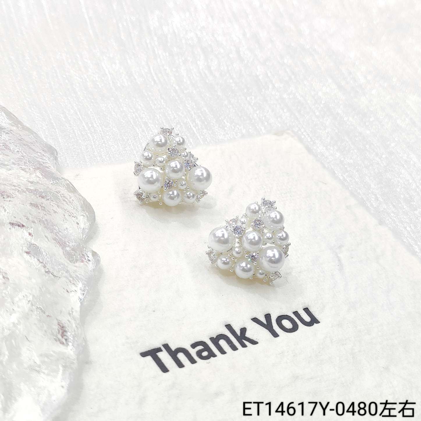 Серьги с жемчугом и цирконием женские оптом из Китая — фотография 3