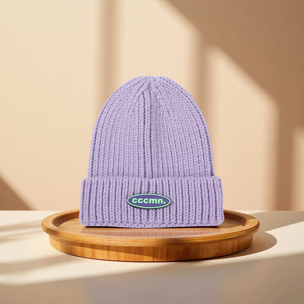 Шапка вязаная светло-фиолетовая женская оптом из Китая — фотография 5