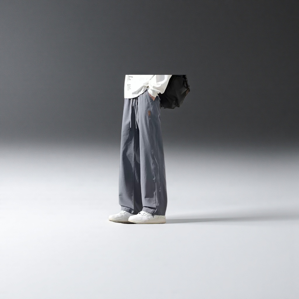 Брюки серые свободные повседневные оптом из Китая — фотография 3