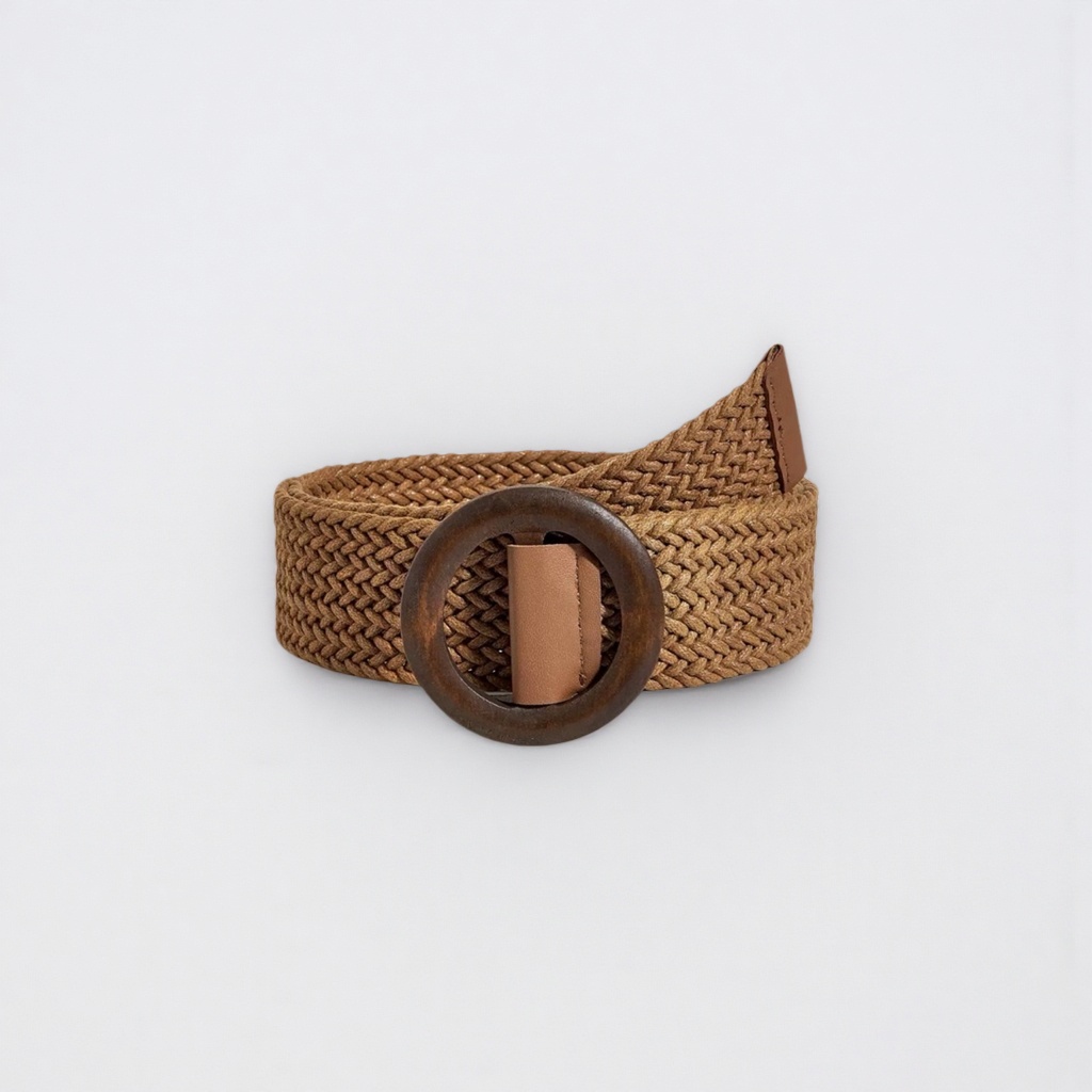 Ремень мужской коричневый плетёный широкий оптом из Китая — фотография 5