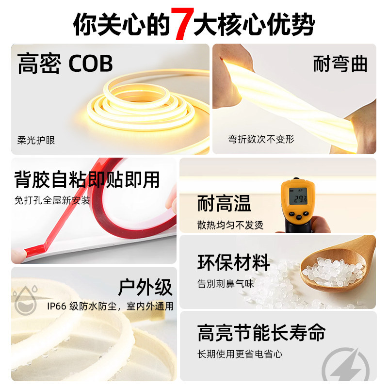 Лента светодиодная COB 220 В самоклеящаяся оптом из Китая — фотография 3