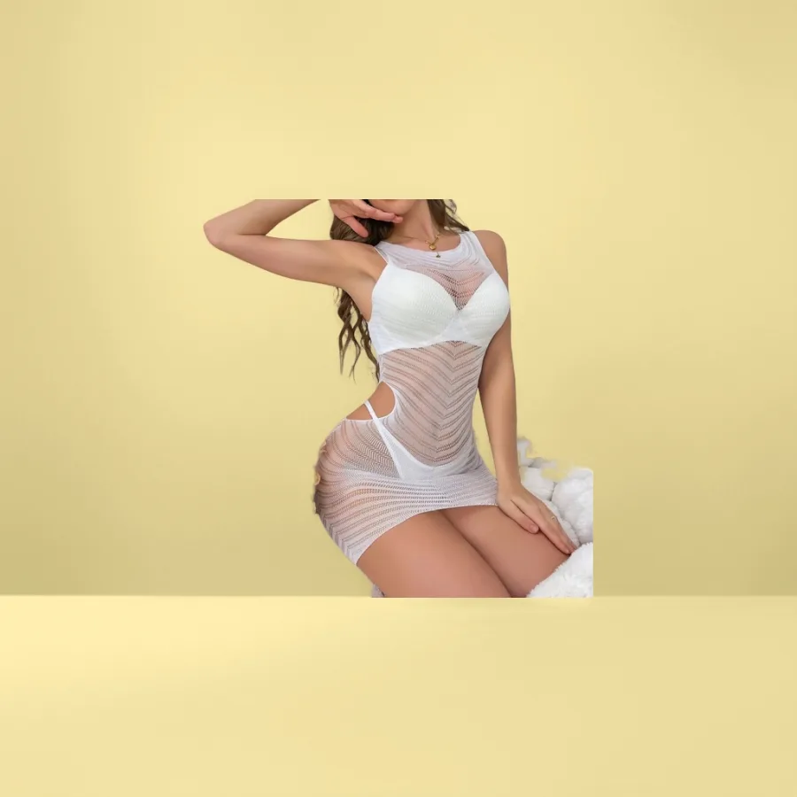 Пеньюар белый из сетки летний оптом из Китая — фотография 2