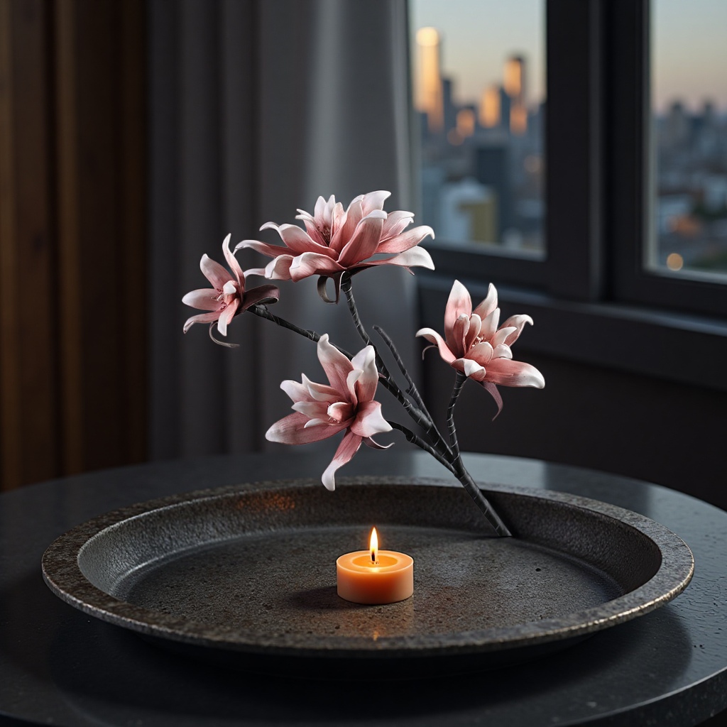 Ветка искусственной магнолии розовая градиентная оптом из Китая — фотография 5