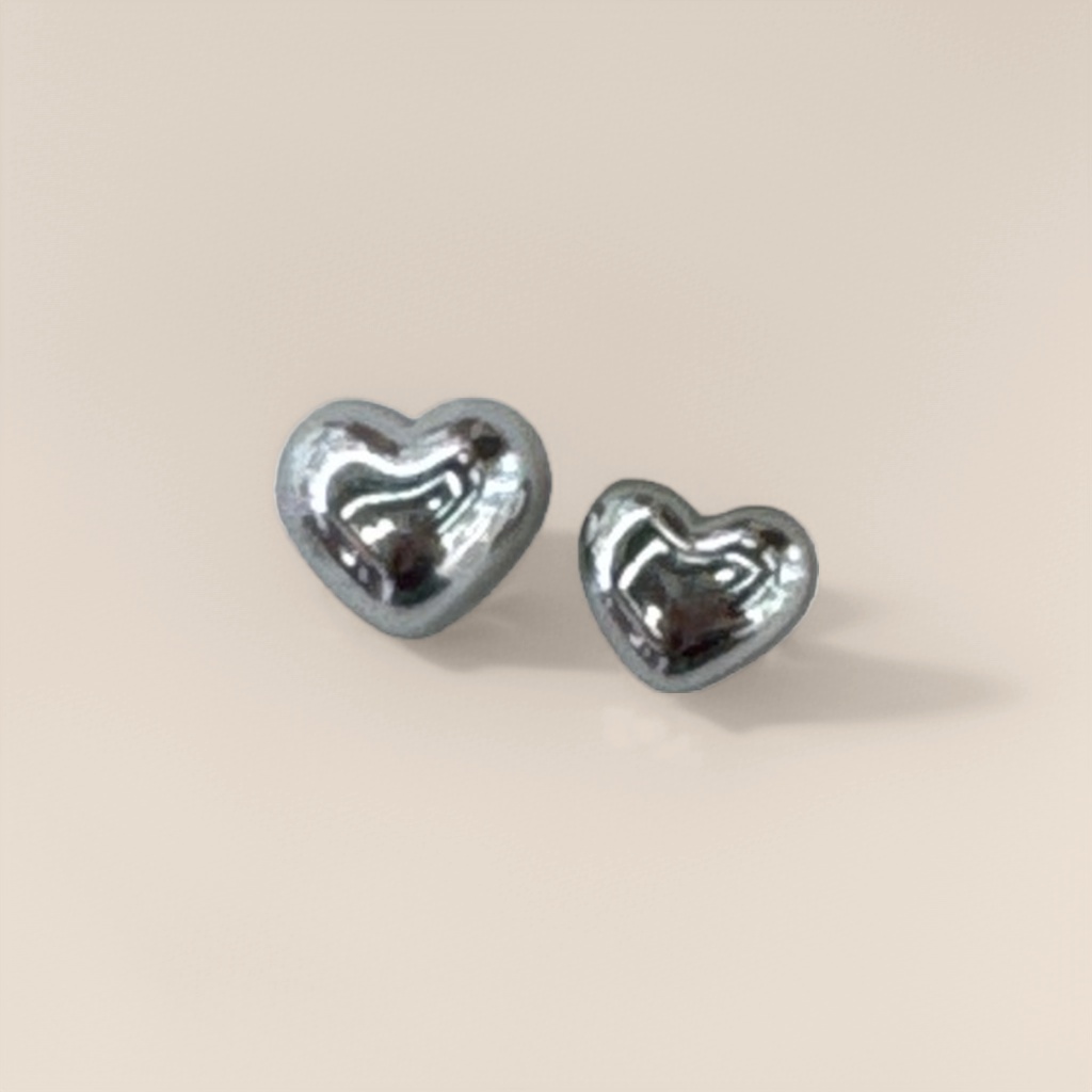 Серьги-гвоздики серебристые сердечки оптом из Китая — фотография 4