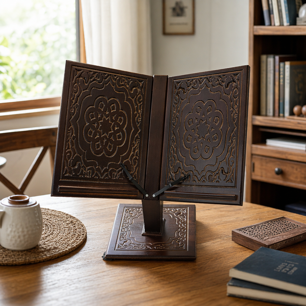 Подставка для книг деревянная резная оптом из Китая — фотография 3