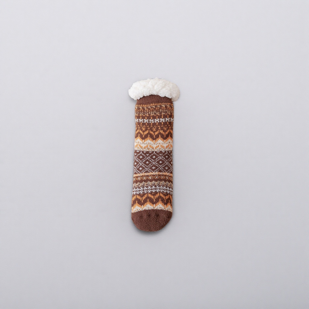 Носки махровые коричневые в полоску оптом из Китая — фотография 3