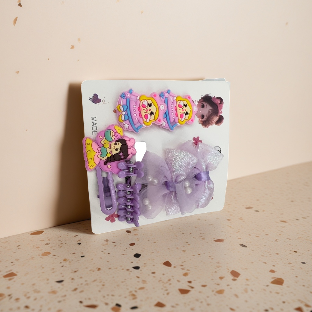 Набор детских заколок с бантом из шифона оптом из Китая — фотография 4