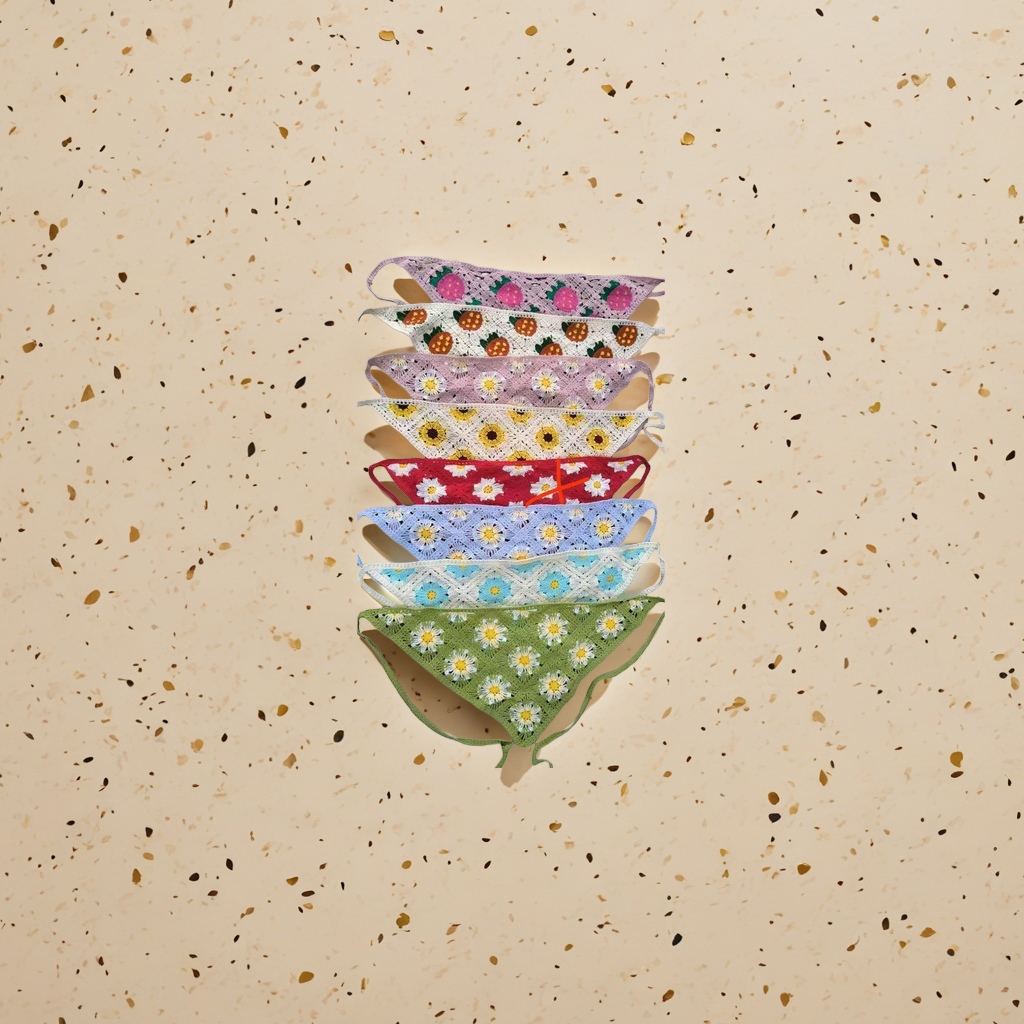 Косынка вязаная крючком разноцветная оптом из Китая — фотография 4