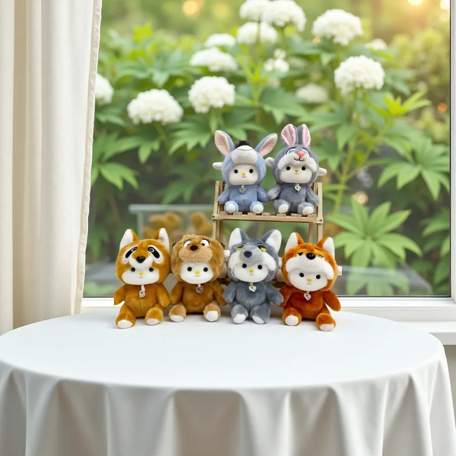 Мягкая игрушка овечка 25 см, серия из 6 зверей оптом из Китая — фотография 2