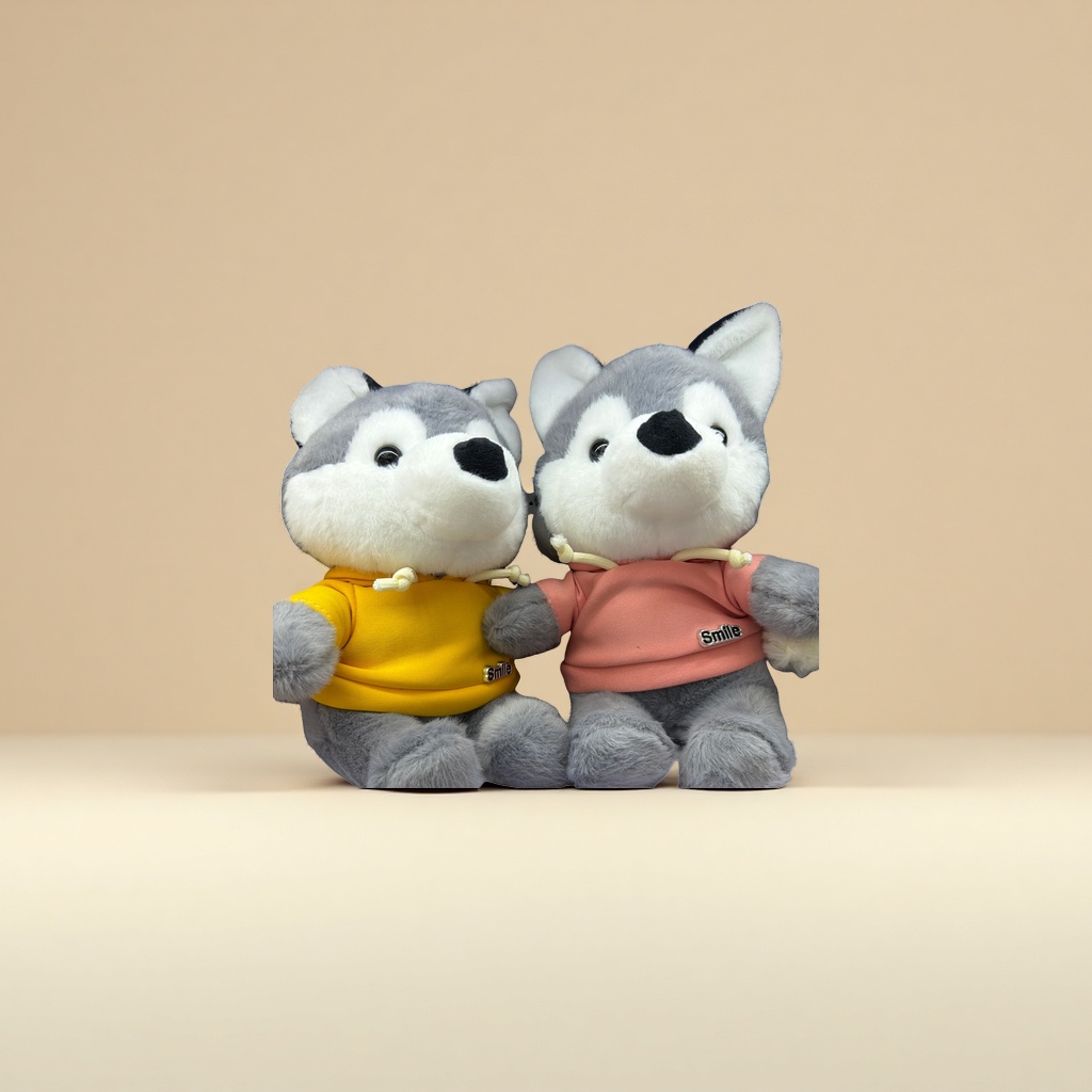Мягкая игрушка хаски в толстовке оптом из Китая — фотография 5