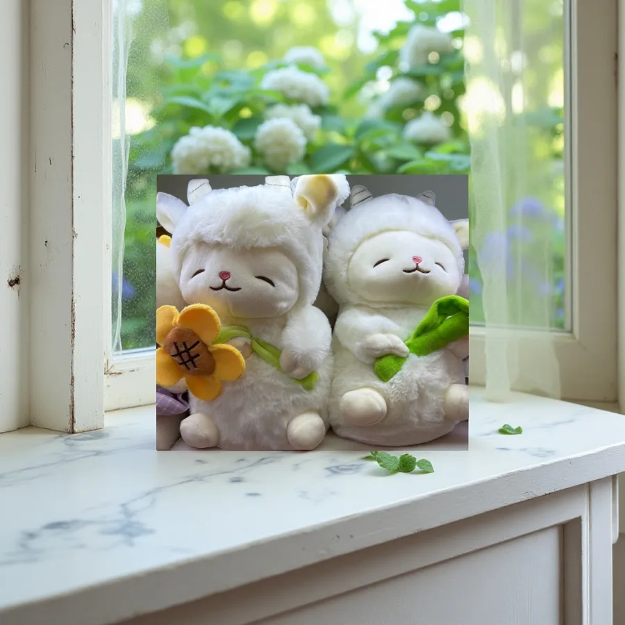 Мягкая игрушка овечка с подсолнухами оптом из Китая — фотография 2