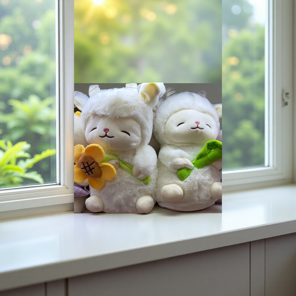 Мягкая игрушка овечка с подсолнухами оптом из Китая — фотография 4