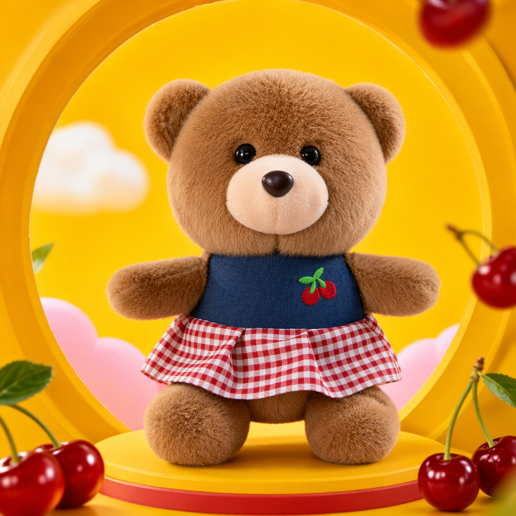 Мягкая игрушка мишка в клетчатой юбке оптом из Китая — фотография 4