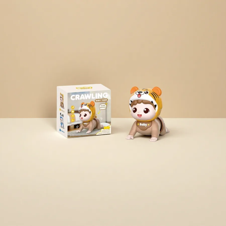 Игрушка ползающая малыш в шапочке-тигрёнке оптом из Китая — фотография 2