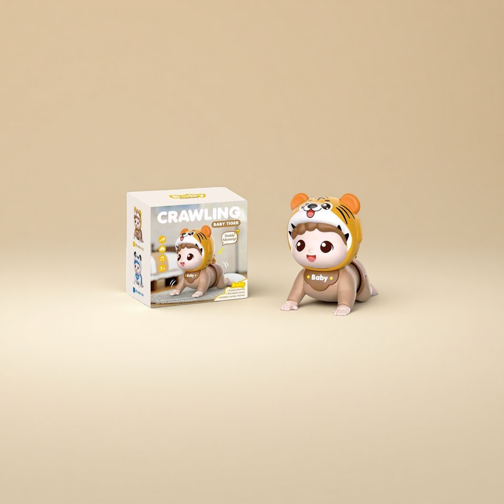 Игрушка ползающая малыш в шапочке-тигрёнке оптом из Китая — фотография 4