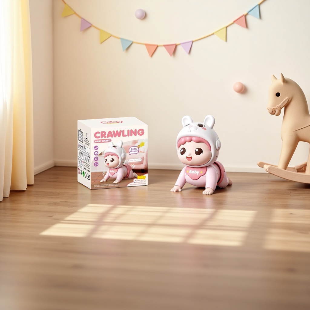 Игрушка ползающая зайчик розовая оптом из Китая — фотография 4