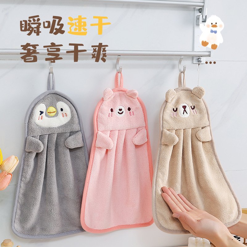 Полотенце кухонное из кораллового флиса с петлёй оптом из Китая — фотография 4