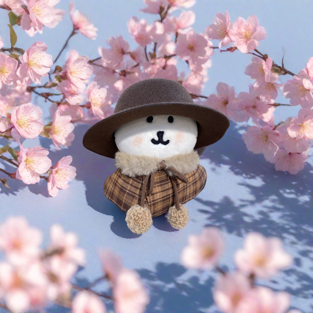 Игрушка мягкая белая в коричневой шляпе оптом из Китая — фотография 5