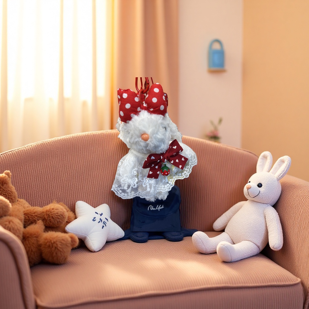 Игрушка мягкая зайчик белый с бантом оптом из Китая — фотография 3