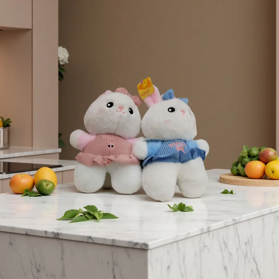 Игрушка мягкая кролик розово-голубая подушка оптом из Китая — фотография 2