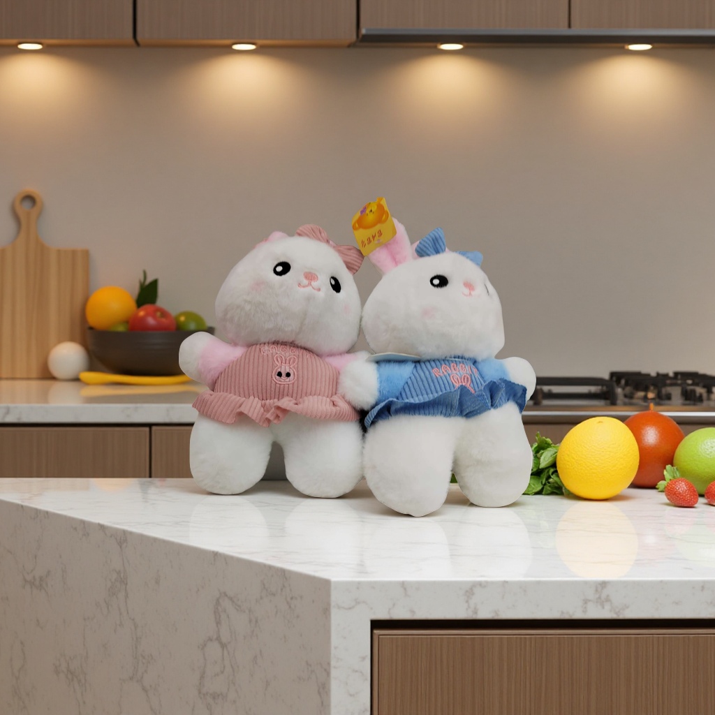 Игрушка мягкая кролик розово-голубая подушка оптом из Китая — фотография 4