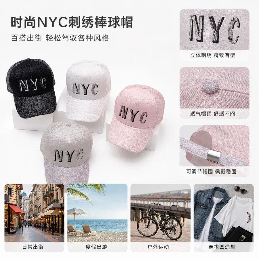 Бейсболки из канваса с надписью NYC оптом из Китая — фотография 2