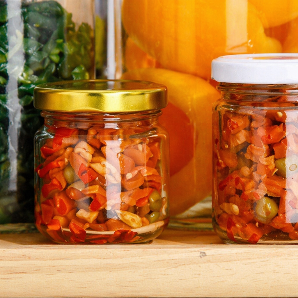 Банка стеклянная с цветной крышкой для продуктов оптом из Китая — фотография 5
