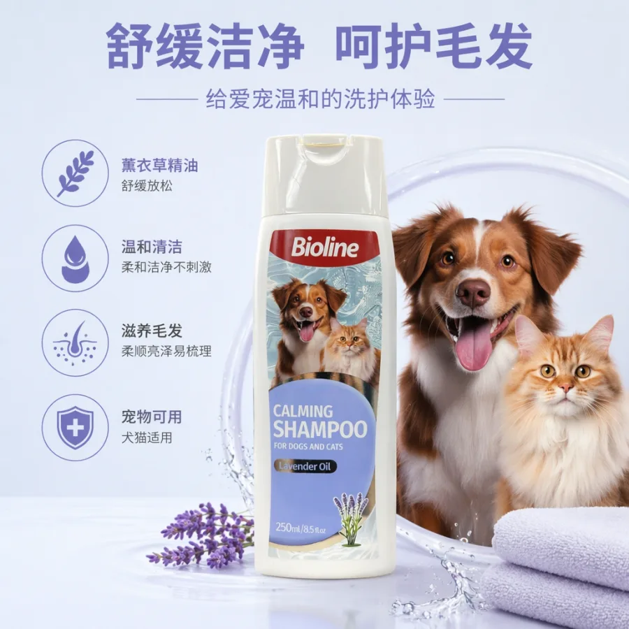 Шампунь для кошек и собак с лавандовым маслом Bioline оптом из Китая — фотография 2