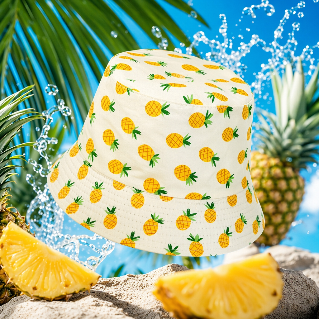 Панама с принтом ананасов унисекс оптом из Китая — фотография 4