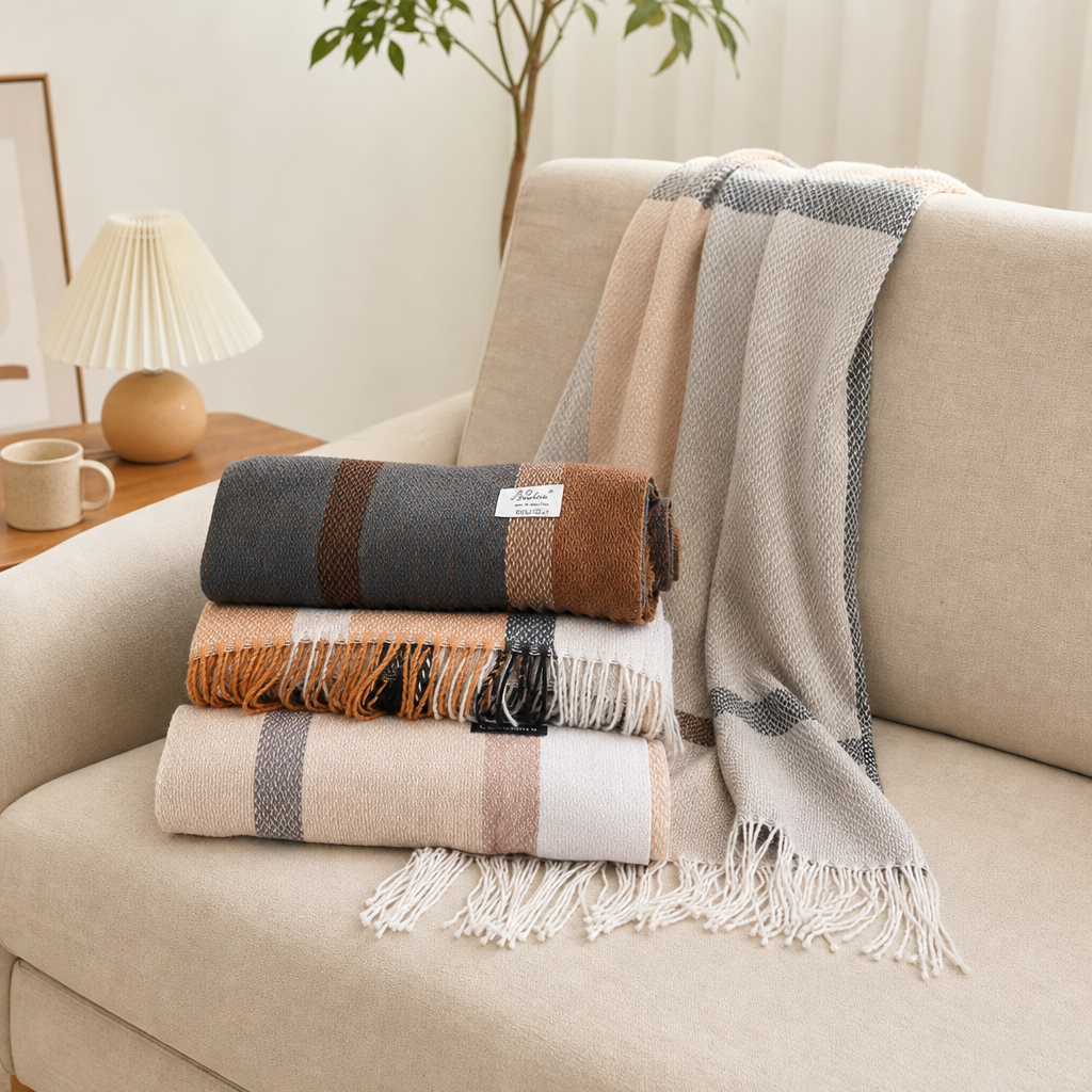 Шарф хлопковый в полоску плотный оптом из Китая — фотография 3