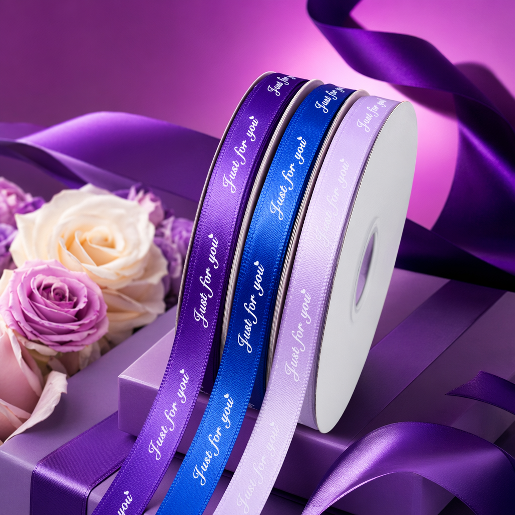 Лента атласная с сердечками набор 3 рулона оптом из Китая — фотография 4