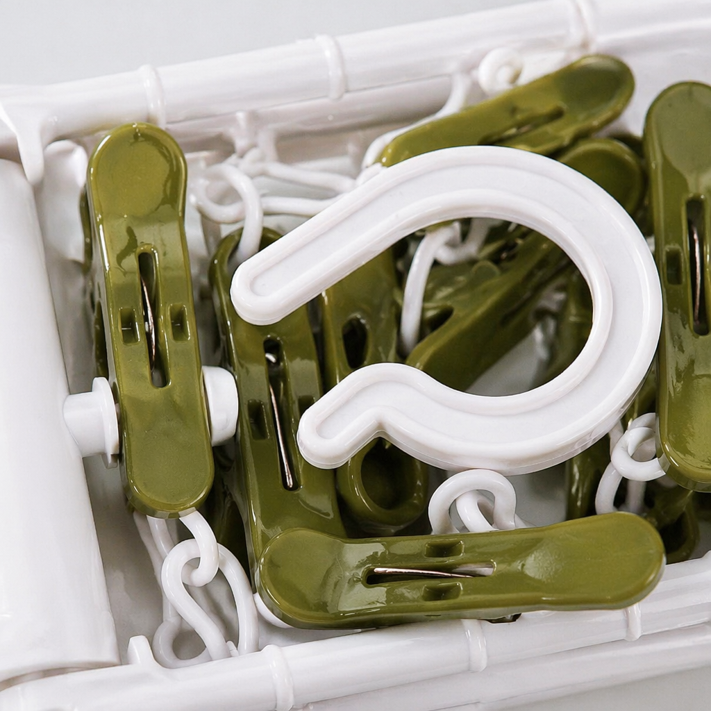 Сушилка для белья с зелёными прищепками оптом из Китая — фотография 5