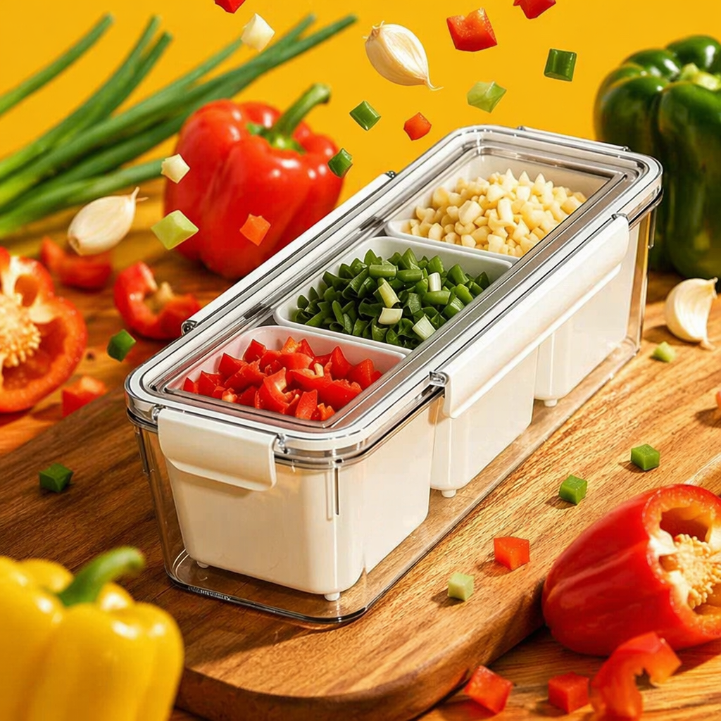 Контейнер с тремя отсеками для продуктов белый оптом из Китая — фотография 4
