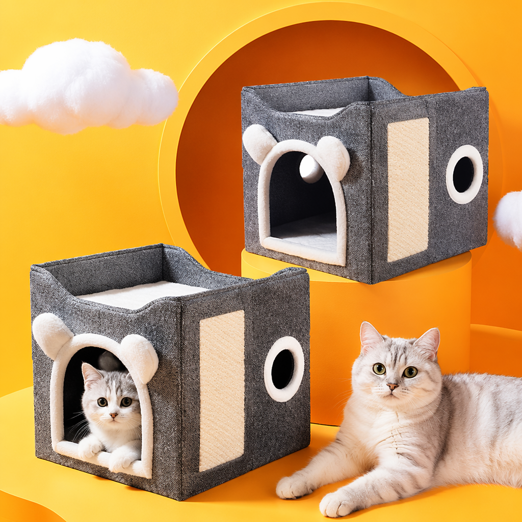 Лежанка для кошки круглая плюшевая серая оптом из Китая — фотография 4