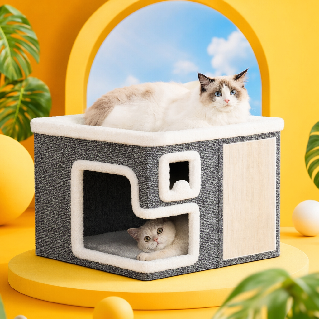 Лежанка для кошки с густым мехом, серая оптом из Китая — фотография 4