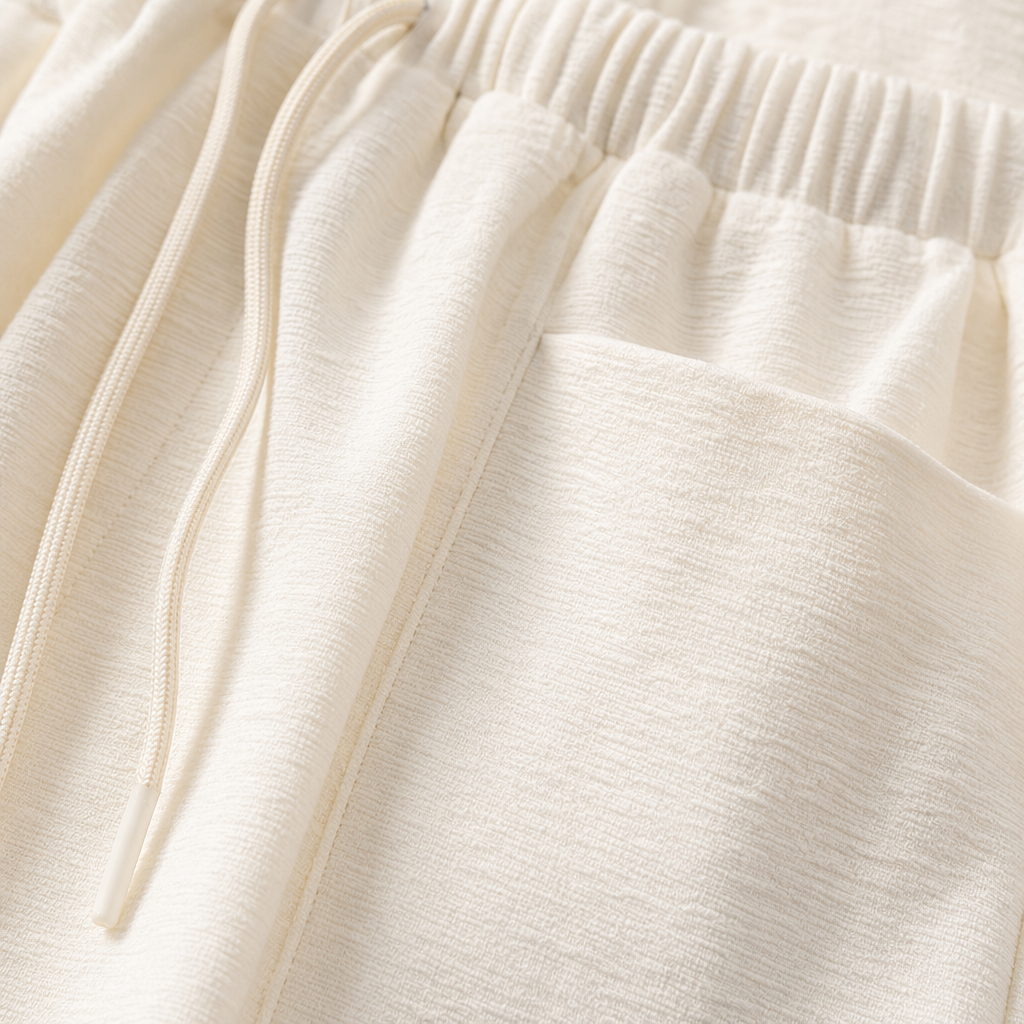 Брюки женские широкие с высокой посадкой белые оптом из Китая — фотография 5