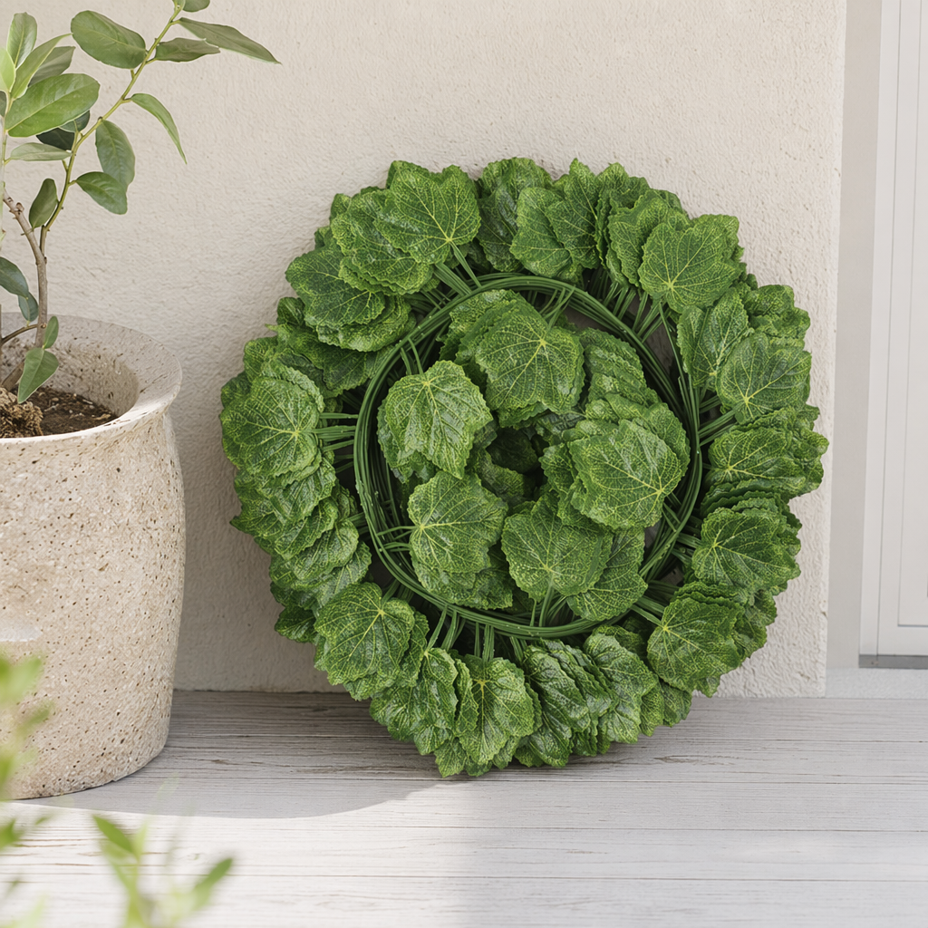 Венок декоративный из виноградных листьев оптом из Китая — фотография 3