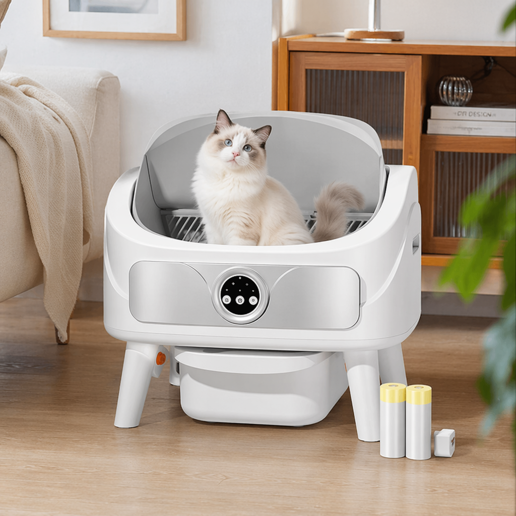 Туалет для кошек автоматический белый оптом из Китая — фотография 3