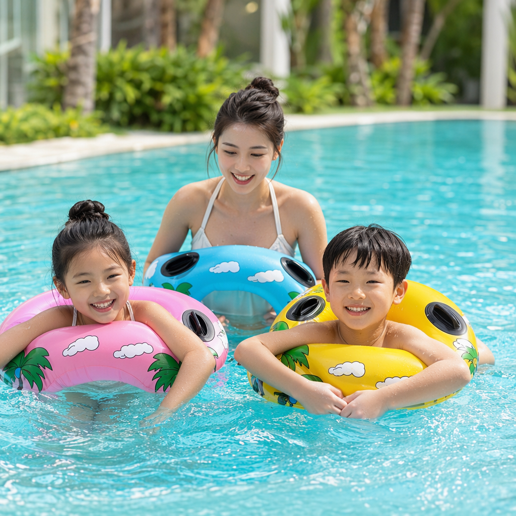 Круг надувной с пляжным рисунком разноцветный оптом из Китая — фотография 3