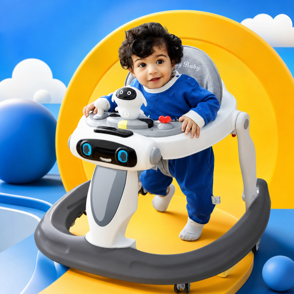 Ходунки детские с игровой панелью-роботом оптом из Китая — фотография 4