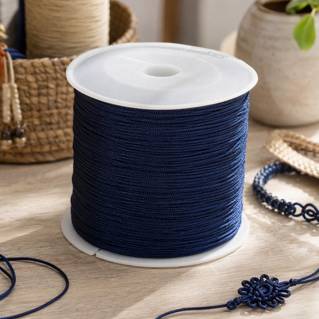 Нитки швейные тёмно-синие в катушке большой намотки оптом из Китая — фотография 3