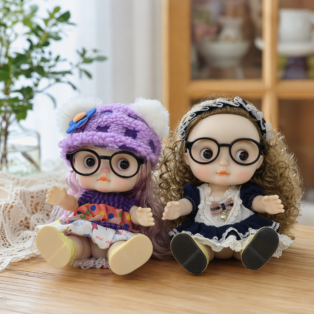 Игрушка мягкая кукла в очках интерьерная оптом из Китая — фотография 3