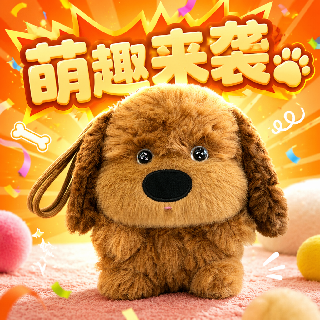 Игрушка-подушка собака плюшевая коричневая оптом из Китая — фотография 4
