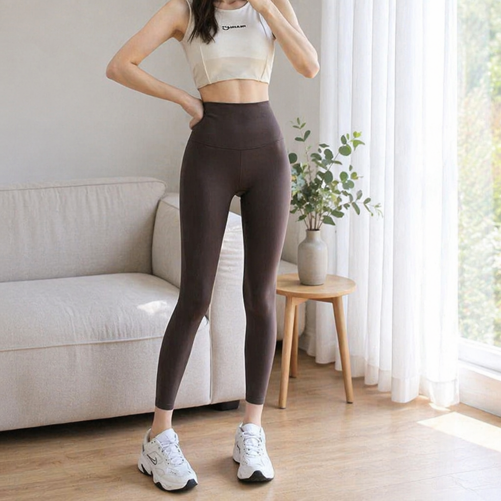 Легинсы спортивные кофейные для фитнеса оптом из Китая — фотография 3