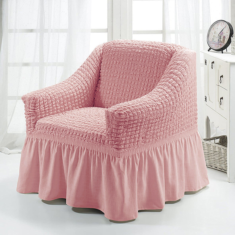 Чехол на диван однотонный с кружевом оптом из Китая — фотография 5