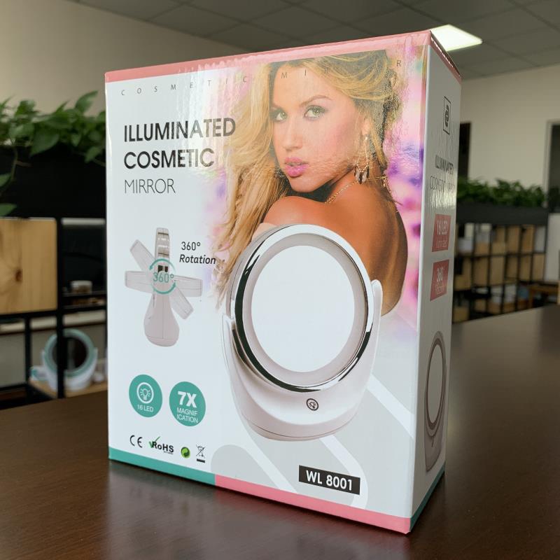 Зеркало косметическое с LED-подсветкой, поворот 360° оптом из Китая — фотография 2