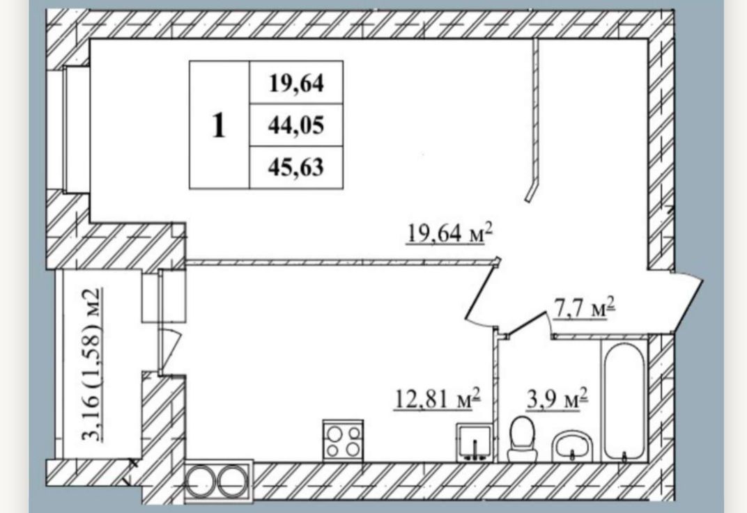 1шка северные резиденции 45,63
