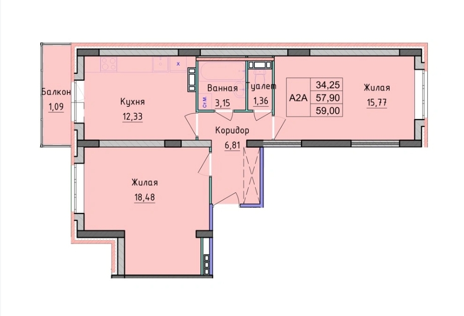 Продаëтся просторная 2к. квартира 59 м2 во Фрунзенском Эко-районе