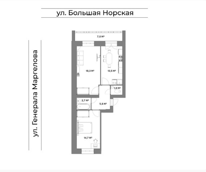 2-комн. квартира 60 м² в Дзержинском районе
